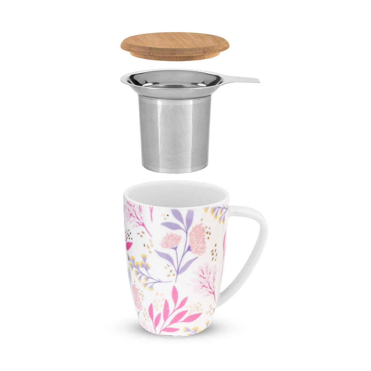 Bailey: Botanical Bliss Ceramic Tea Mug & Infuser