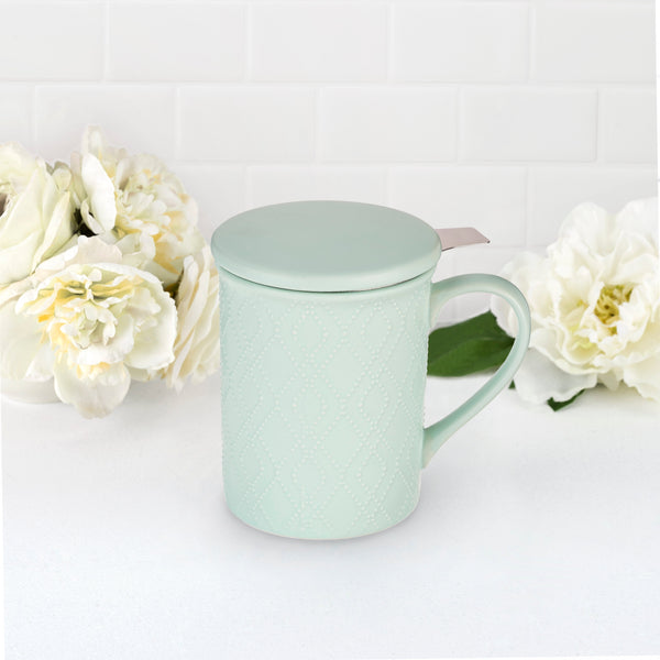 Annette: Souk Mint Ceramic Tea Mug & Infuser