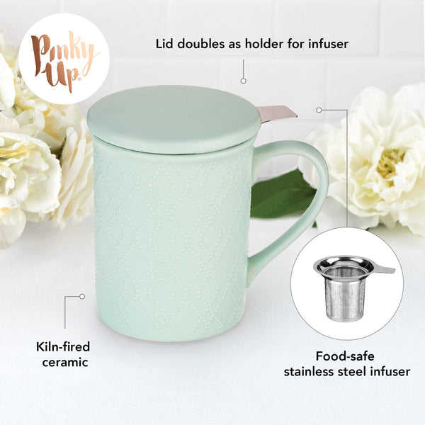 Annette: Souk Mint Ceramic Tea Mug & Infuser