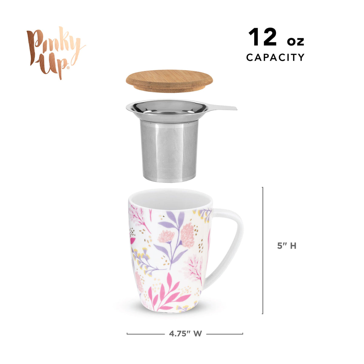 Bailey: Botanical Bliss Ceramic Tea Mug & Infuser