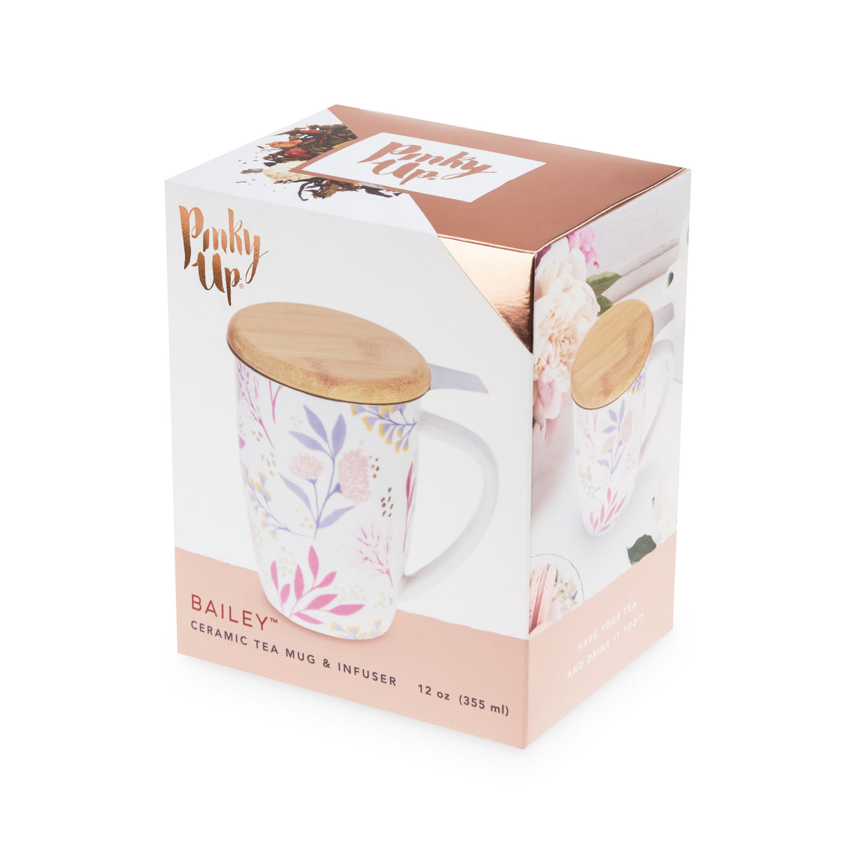 Bailey: Botanical Bliss Ceramic Tea Mug & Infuser