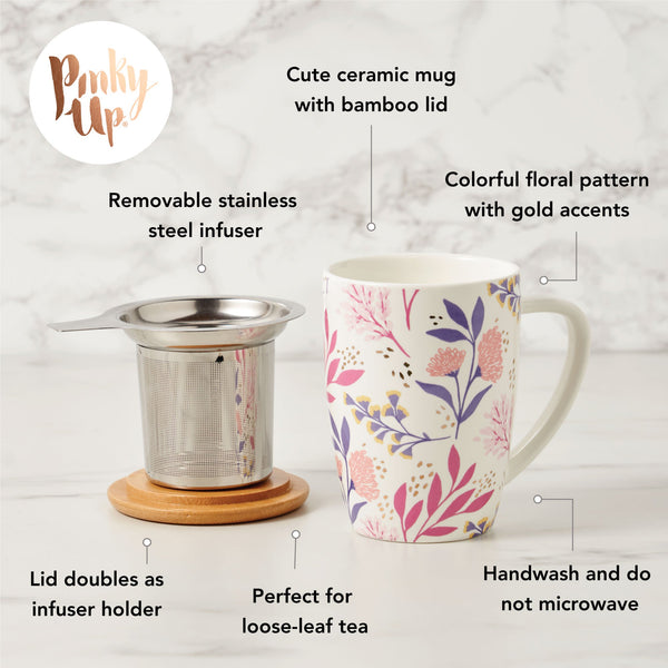 Bailey: Botanical Bliss Ceramic Tea Mug & Infuser